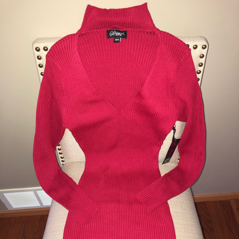 Red sweater dress